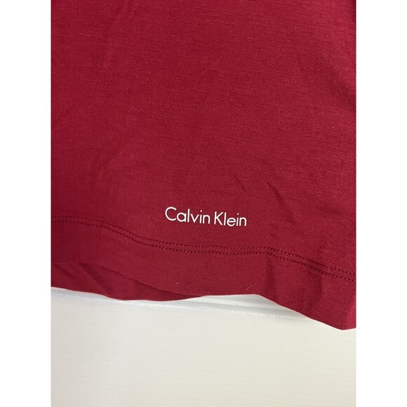 Calvin Klein Sleepwear Shirt S Red Short Sleeve V Neck Soft Comfy Pajama Top - Picture 3 of 8